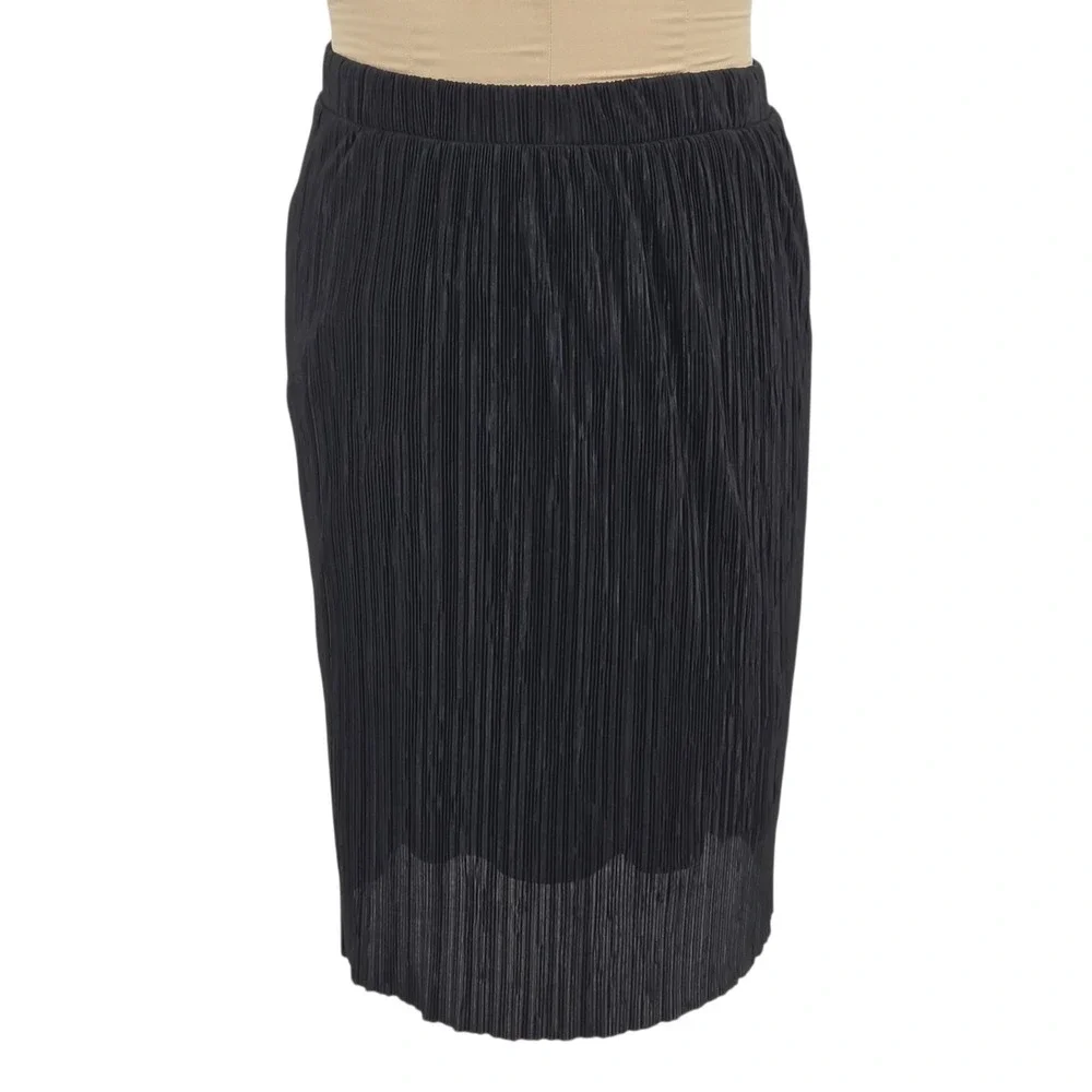 Le Lis Pleated Midi Skirt Women Size M Black Pull On USA Office Capsule Wardrobe